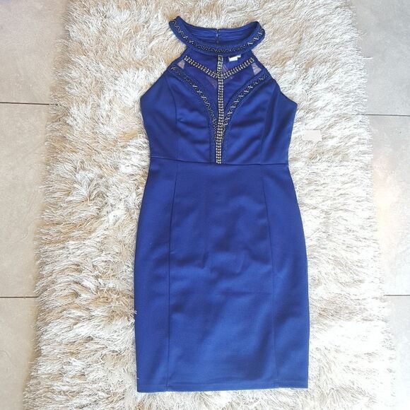 Niki Biki Women's Mini Dress size Small Royal  Blue Embellished - Picture 2 of 11